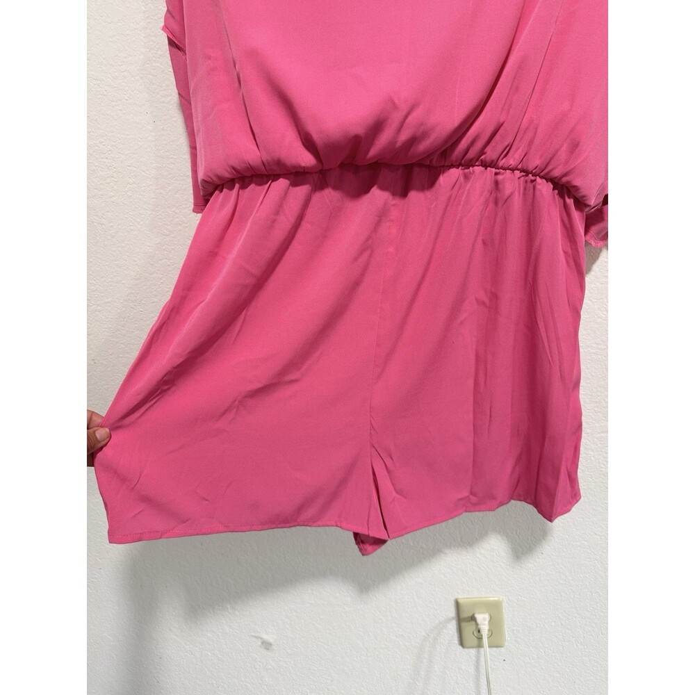 Hollister Pink Smocked V-Neck Flutter Sleeve Dress with Shorts And Pockets XL - Picture 12 of 13